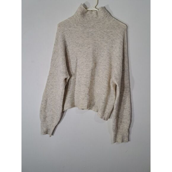 Womens medium sweater alpaca mockneck Samsoe Samsoe oatmeal slouchy boho beige - Picture 2 of 9